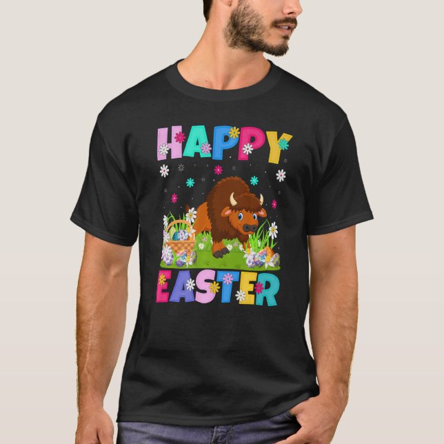 Camiseta Bison Happy Easter Bunny Bison Easter Sunday (Anverso)