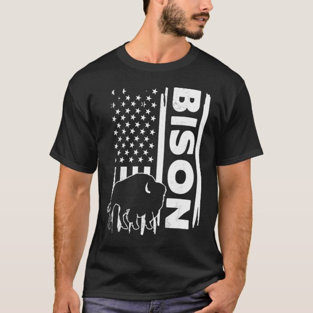 Camiseta Bison hunting US flag graphic concept (Anverso)