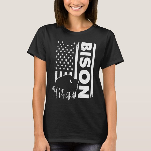 Camiseta Bison hunting US flag graphic concept (Anverso)