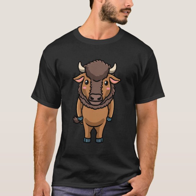 Camiseta Bison Kawaii Emoticon Bison Farmer (Anverso)