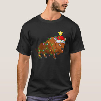 Camiseta Bison Lighting Xmas Tree Mating Bison Navidades