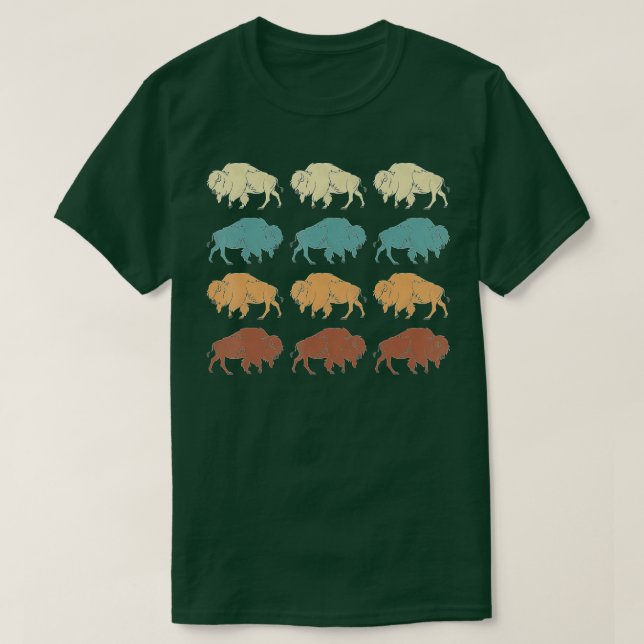 Camiseta Bison Lover estadounidense animal búfalo retro (Diseño del anverso)