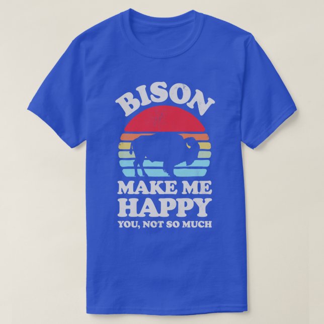 Camiseta Bison Make Me Happy Sunset Retro para Hombres (Diseño del anverso)