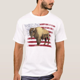 Camiseta Bison US Búfalo Bandera Americana USA