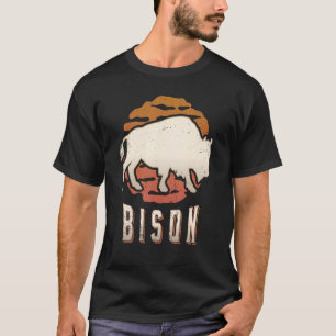 Camiseta Bison Vintage Retro Classic Animal Sunset