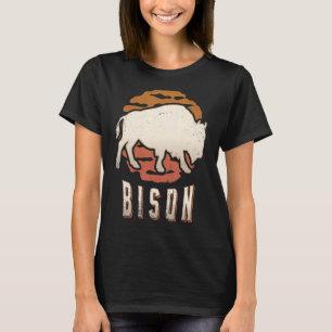 Camiseta Bison Vintage Retro Classic Animal Sunset
