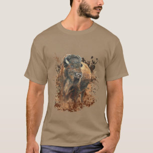 Camiseta Bisonte Acuarela Animal Fauna Silvestre Naturaleza