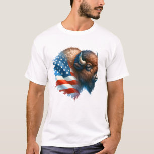 Camiseta Bisonte Americano Bandera de EE. UU. Patriótico Bú