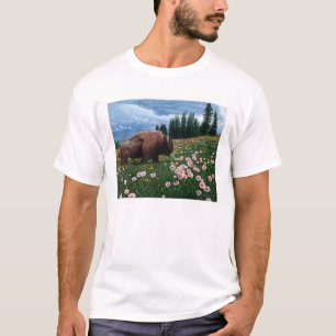 Camiseta Bisonte americano - "ningún tiempo para las flore