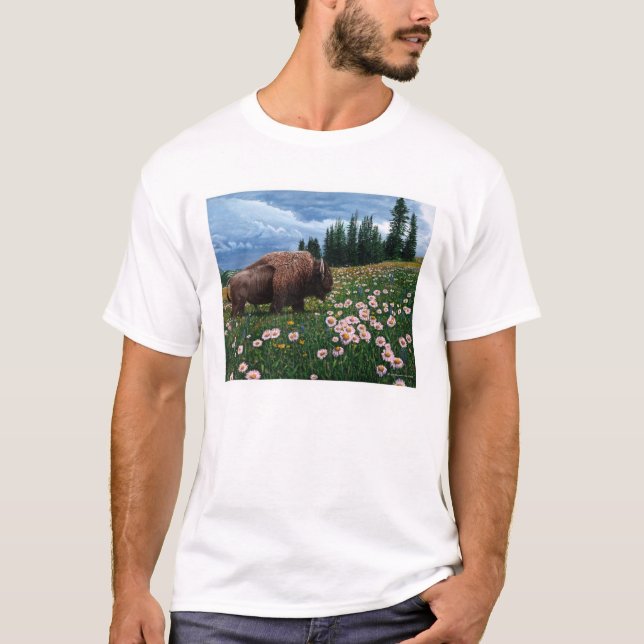 Camiseta Bisonte americano - "ningún tiempo para las flores (Anverso)