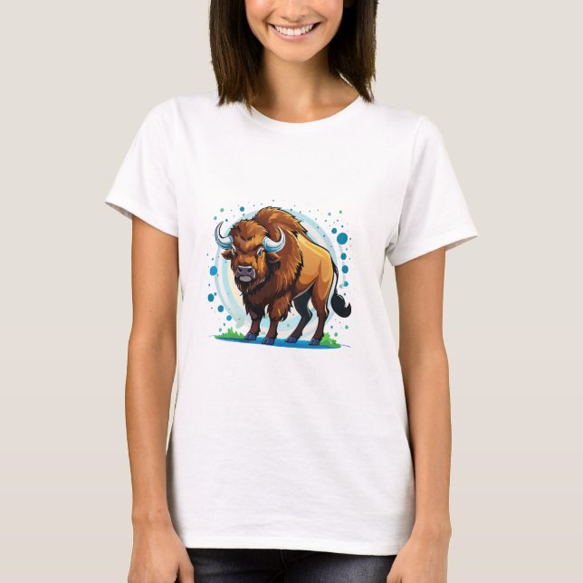 Camiseta bisonte de cuernos grandes (Anverso)