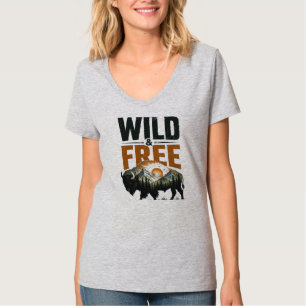 Camiseta Bisonte Salvaje y Libre Montaña Wilderness Outdoor