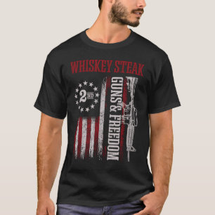 Camiseta Bistec Whisky Pistolas Libertad Bandera Vintage de