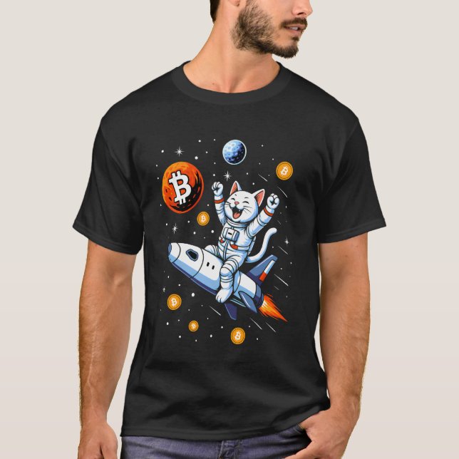 Camiseta Bitcoin al gato de la luna (Anverso)