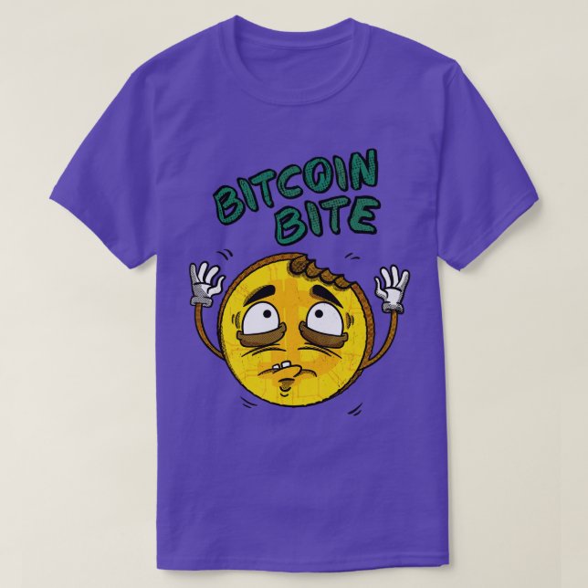 Camiseta Bitcoin Bite Cryptocurrency Retro toon Coin (Diseño del anverso)