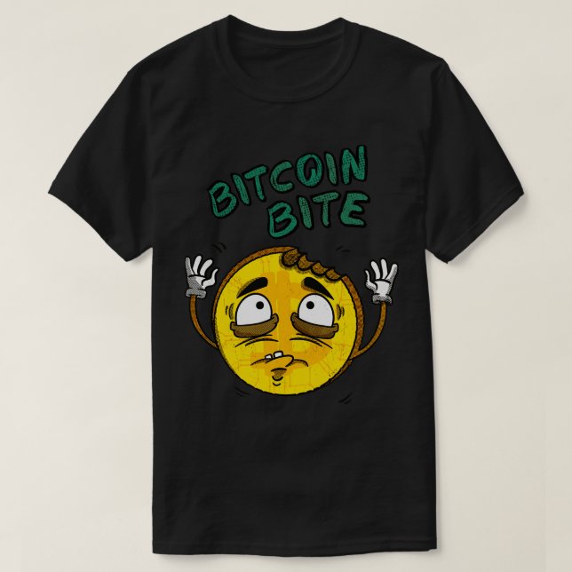 Camiseta Bitcoin Bite Cryptocurrency Retro toon Coin (Diseño del anverso)