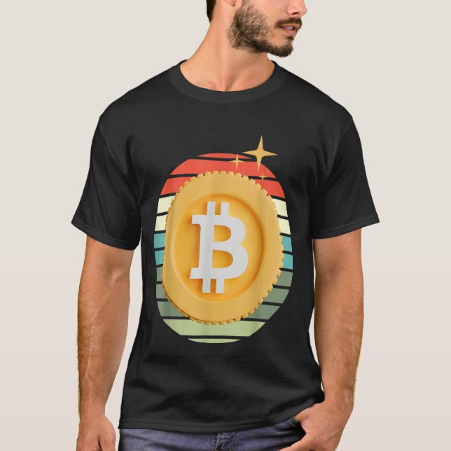 Camiseta Bitcoin BTC Crypto Cryptocurrency Retro Sunset Inv (Anverso)