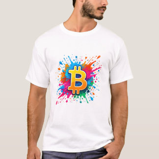 Camiseta Bitcoin BTC Cryptocurrency logo Color Splash