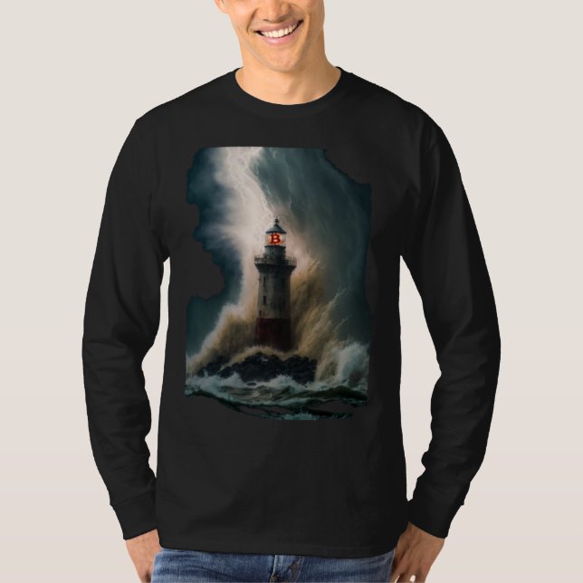 Camiseta Bitcoin BTC Lighthouse Nautical Hard Money Ocean L (Anverso)
