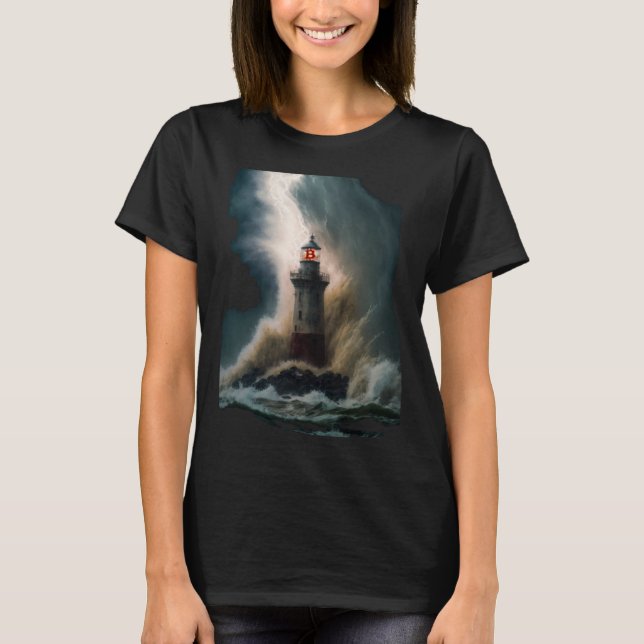 Camiseta Bitcoin BTC Lighthouse Nautical Hard Money Ocean L (Anverso)