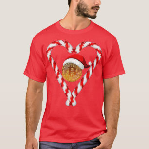 Camiseta Bitcoin Candy Canes Heart Cryptocurrency Christmas