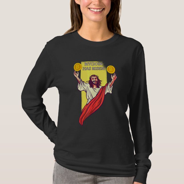 Camiseta Bitcoin Crypto Ha Subido   Jesús Criptomoneda (Anverso)