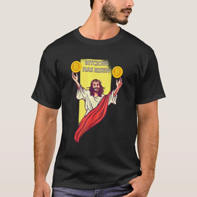 Camiseta Bitcoin Crypto Ha Subido   Jesús Criptomoneda (Anverso)