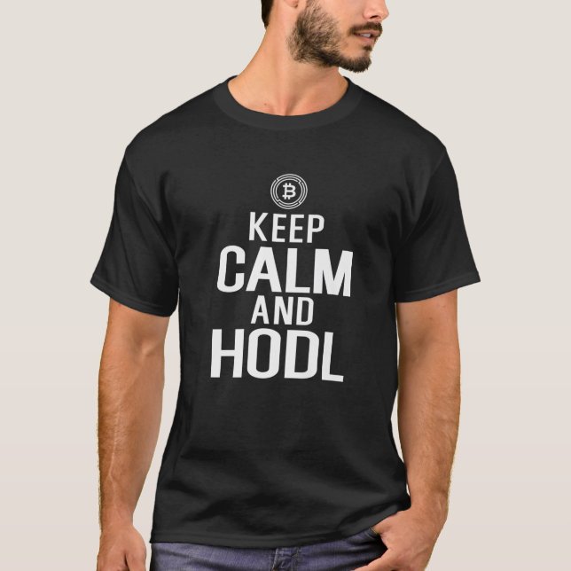 Camiseta Bitcoin Crypto Keep Calm Y HODL (Anverso)