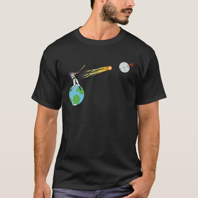 Camiseta Bitcoin Crypto to the Moon or Mars BTC Baseball Ba (Anverso)