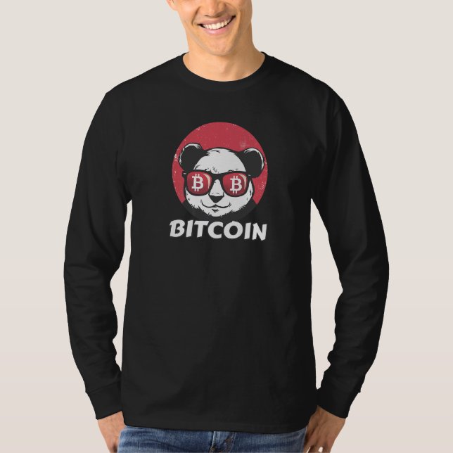 Camiseta Bitcoin Cute Crypto Panda Sun Glasses Retro (Anverso)