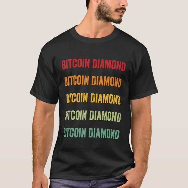 Camiseta Bitcoin Diamond Crypto Rainbow Text Design (Anverso)