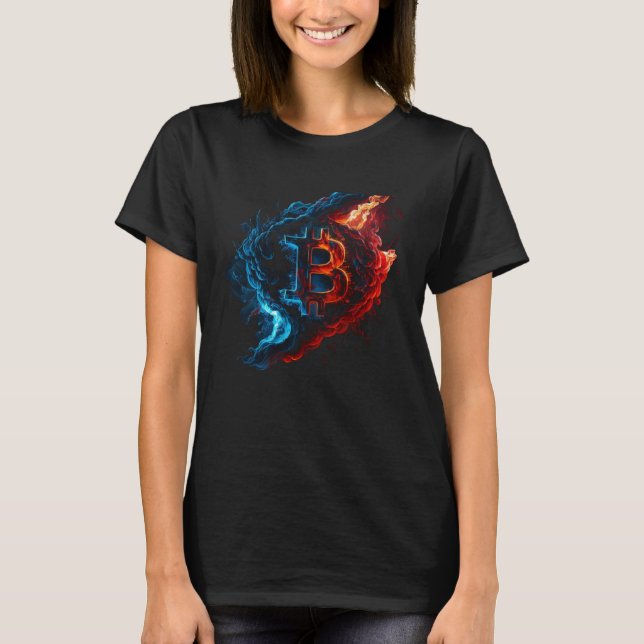 Camiseta Bitcoin Llamas Azules Moneda Btc Cripto Cripto Vin (Anverso)