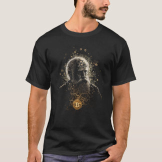 Camiseta Bitcoin logo and old wise man design black T-Shirt
