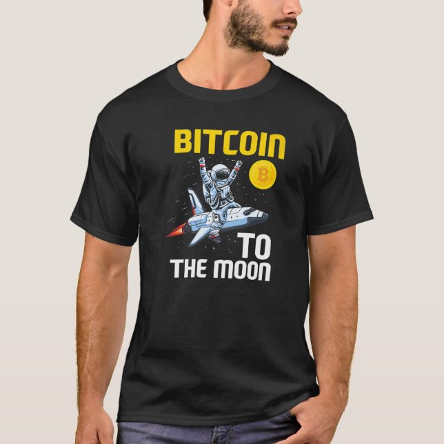 Camiseta Bitcoin Moon Astronaut BTC Cyrpto Cryptocurrency (Anverso)