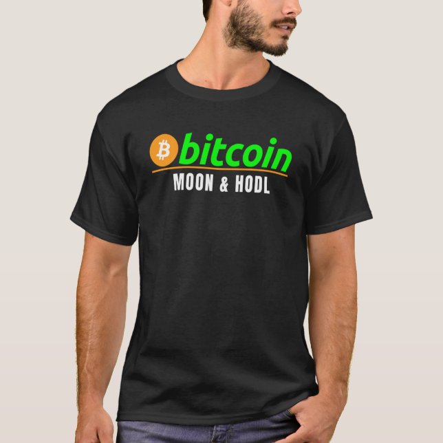 Camiseta Bitcoin Moon & Hodl Fun Bitcoin Blockchain Crypto  (Anverso)