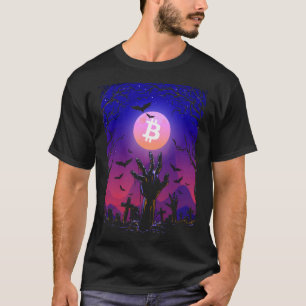 Camiseta Bitcoin Moon Tombstone Graveyard Creepe Halloween