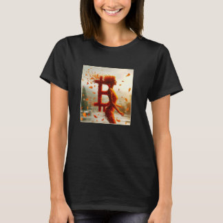 Camiseta Bitcoin Mujer femenina Bonito sutil flor