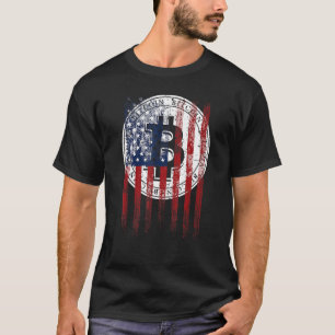 Camiseta Bitcoin Patriótico Bandera Estadounidense Grunge R