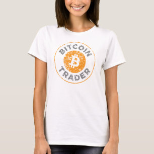 Camiseta Bitcoin Trader Grunge Text Circle contorno Blanco 