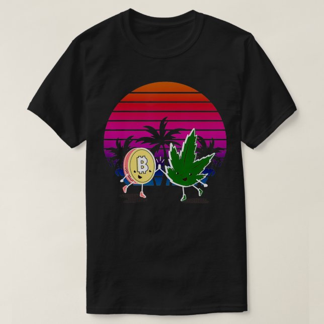Camiseta Bitcoin & Weed Retro Vintage Crypto Hawaiian Summe (Diseño del anverso)
