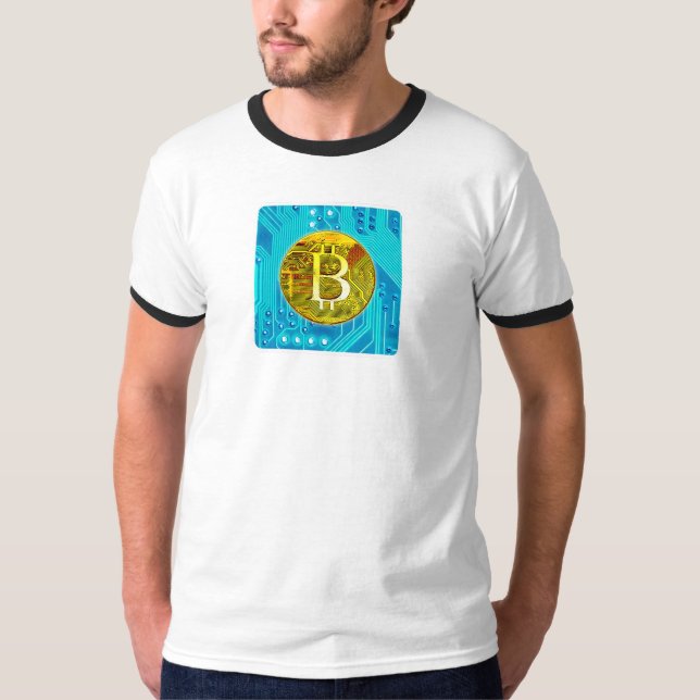 Camiseta Bitcoin y Chip de criptodivisa (Anverso)