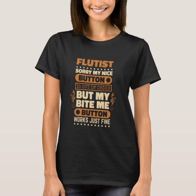 Camiseta Bite Button Funciona Diseño Flutista Flute Lover M (Anverso)