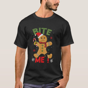 Camiseta Bite Me Christmas Funny Gingerbread Man Xmas Holid