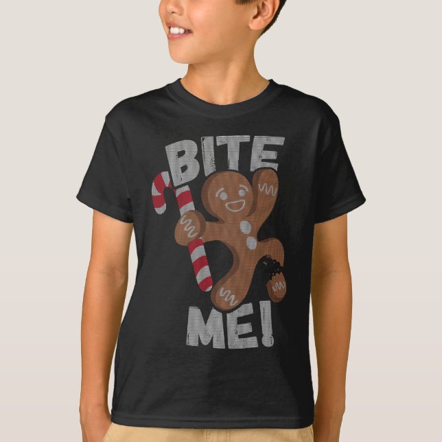Camiseta Bite Me Gingerbread Man Funny Navidades (Anverso)