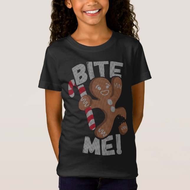Camiseta Bite Me Gingerbread Man Funny Navidades (Anverso)