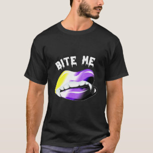 Camiseta Bite Me Halloween Vampiro Lips No binarios Lgbt Pr