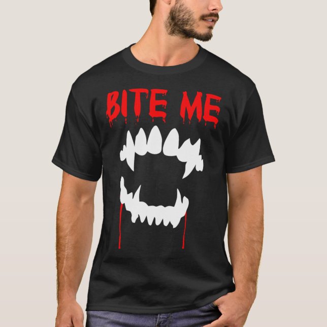 Camiseta Bite Me Halloween Vampiros Dientes (Anverso)
