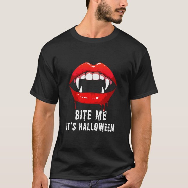 Camiseta Bite Me It's Halloween  (Anverso)