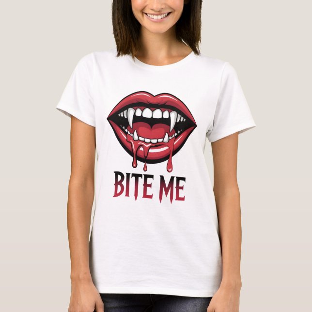 Camiseta Bite Me Vampire Mouth (Anverso)