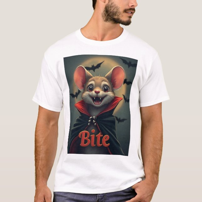 Camiseta Bite – Vampire Mouse TinyFur Halloween Tee (Anverso)